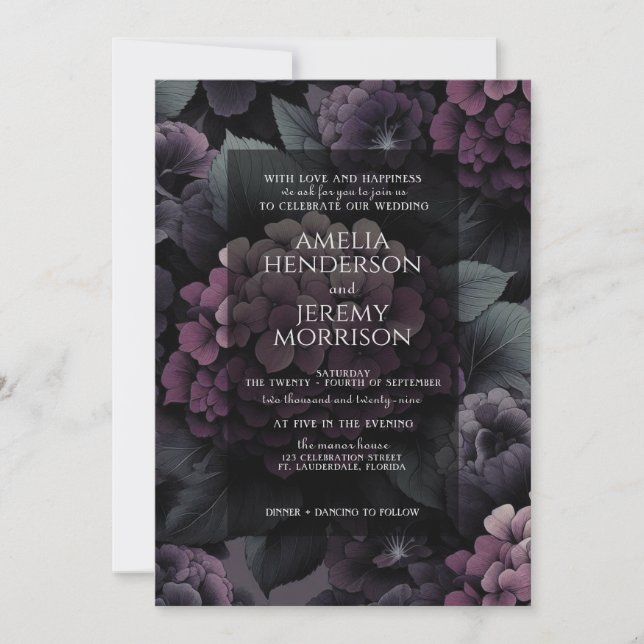 Invitation Floral Moody violet (Devant)
