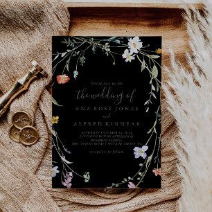 Invitation Floral Multicolor sauvage Noir Le Mariage De