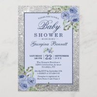 Floral Navy Baby shower d'étincelles d'argent bleu