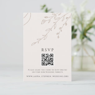 Invitation Floral Neutral RSVP Online QR Code Mariage site