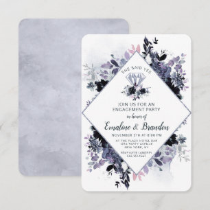 Invitation Floral Nocturne Elle A Dit Oui Partie Engagement