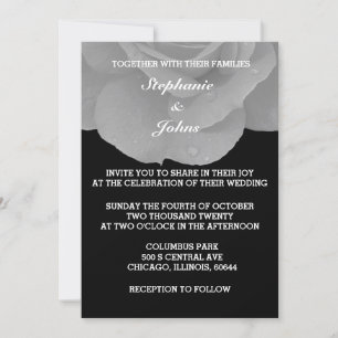 Invitation Floral noir blanc gris gris Rose Mariage Cool