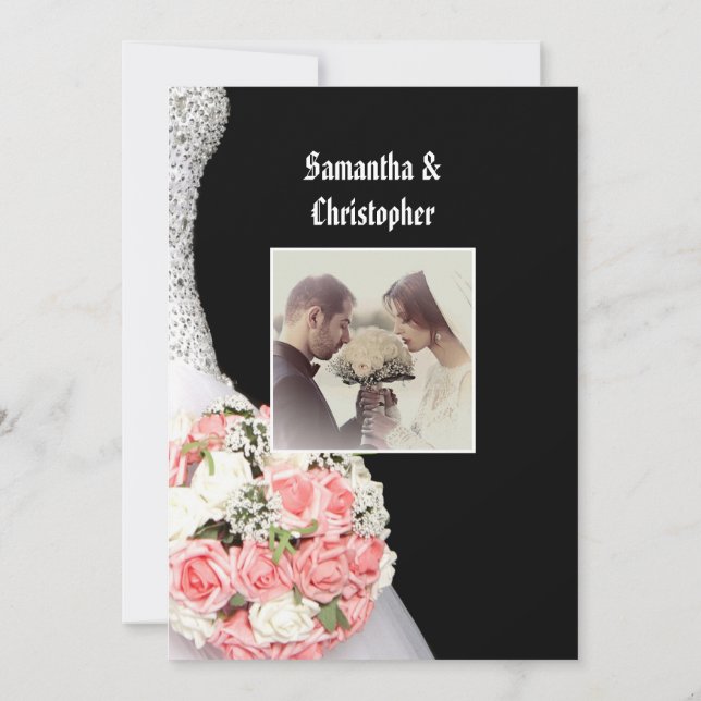 Invitation Floral noir et blanc (Dos)