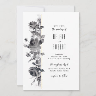 Invitation Floral noir et blanc