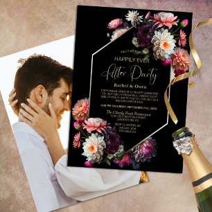 Invitation Floral Noir Heureusement Jamais Après La Réception