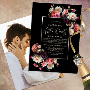 Invitation Floral Noir Heureusement Jamais Après La Réception