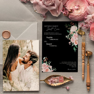 Invitation Floral Noir Noir Rien de fantaisiste Mariage photo