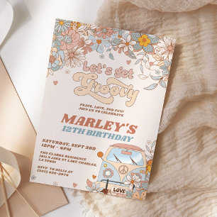 Invitation Floral Obtenons Super Retro Anniversaire fête