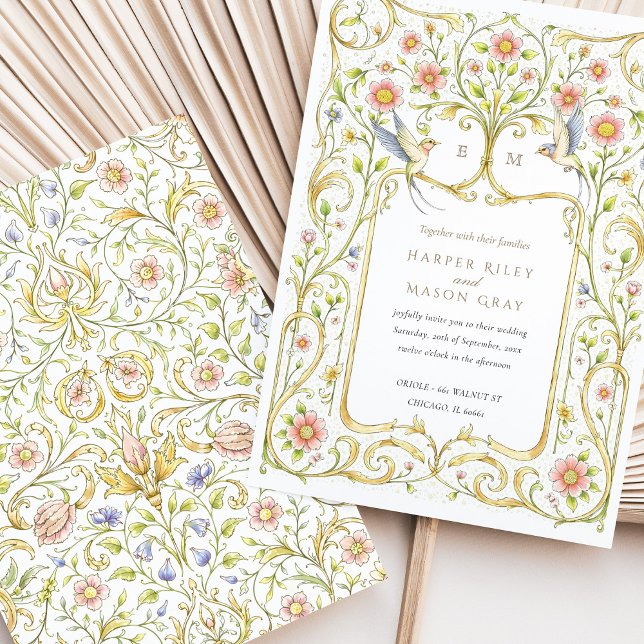 Invitation Floral & Oiseaux Jardin victorien Mariage (Créateur téléchargé)