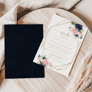 Invitation Floral Or Géométrique Nous Réagissons Vow Renouvel