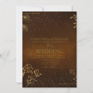 Invitation Floral Or moderne   MARIAGE BROWN