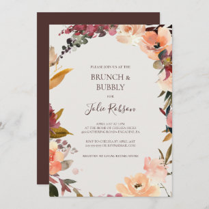 Invitation Floral Orange Bourgogne   Brunch beige et mousseux