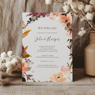 Invitation Floral Orange Bourgogne Renouvellement de Vow be