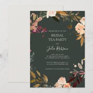 Invitation Floral Orange Bourgogne Soirée de thé pour les f