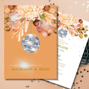 Invitation Floral Orange Disco Ball Élégante répétition de ma