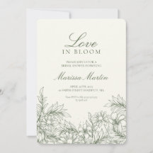 Floral Outline Love In Bloom Wedding shower Invita