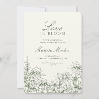 Invitation Floral Outline Love In Bloom Wedding shower Invita