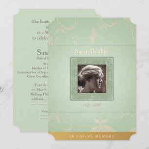 Invitation Floral Pale Green In Love Mémoire Modèle Invitatio