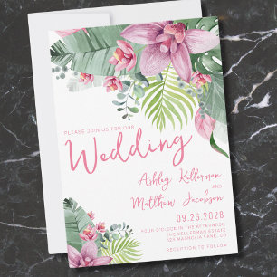 Invitation Floral Palm Feuille Mariage tropical