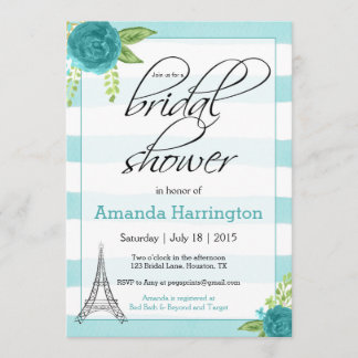 Invitation Floral Paris Bridal Douche - Aquarelle