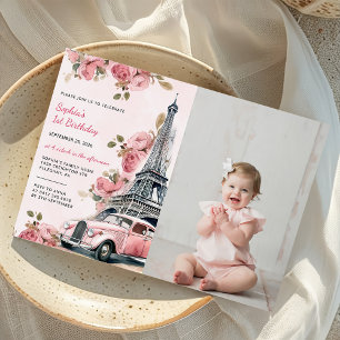 Invitation Floral Paris Tour Eiffel 1er anniversaire Photo