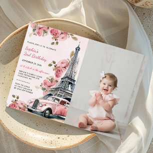Invitation Floral Paris Tour Eiffel 2e anniversaire Photo