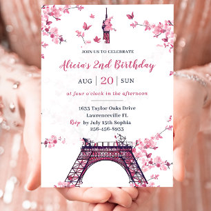 Invitation Floral Paris Tour Eiffel 2e fête d'anniversaire