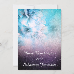 Invitation *~* Floral Parties scintillant bleu violet Mariage