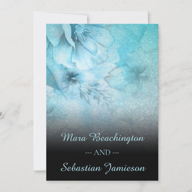 Invitation *~* Floral Parties scintillant bleu violet Mariage (Devant)