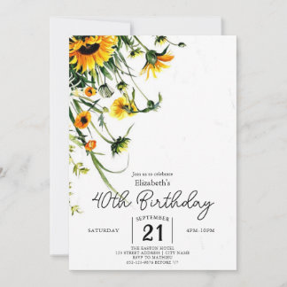 Invitation Floral Pastels Fleurs sauvages 40e anniversaire