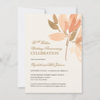 Floral Peach Cream Gold 50th Mariage Anniversary
