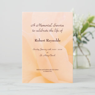 Invitation Floral Peach Rose Memorial Service