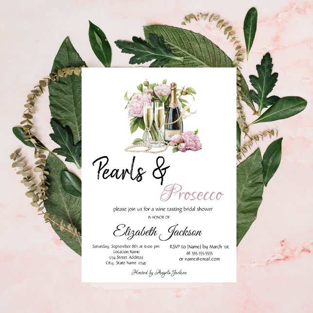 Invitation Floral Pearls Prosecco Enterrement de Vie de Jeune (Créateur téléchargé)