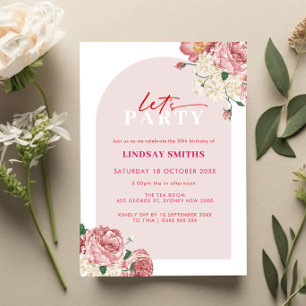 Invitation Floral Peonies et Roses 30e anniversaire invitatio