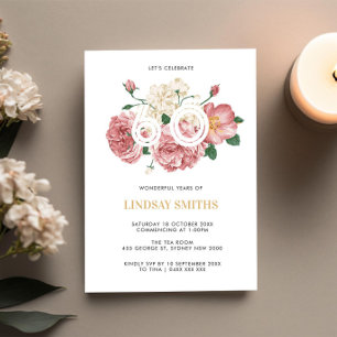 Invitation Floral Peonies et Roses 60e anniversaire invitatio
