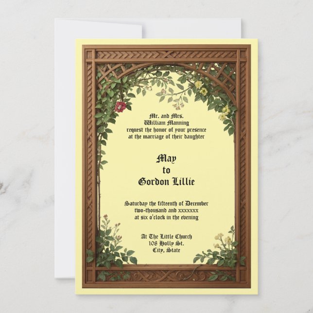 Invitation Floral Pergola Frame Wedding (Devant)