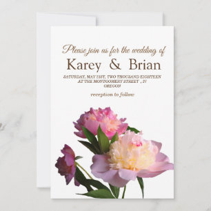 Invitation Floral Photo Mariage Card Peony fleurs