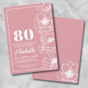 Invitation Floral Pink 80e anniversaire