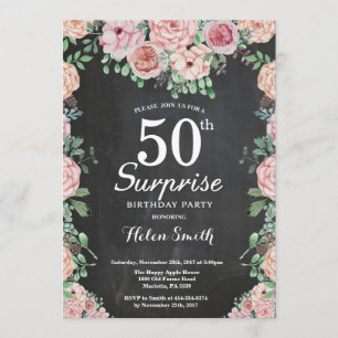 Invitation Floral Pink Peonies surprise 50e anniversaire