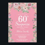 Invitation Floral Pink Peonies Surprise 60e anniversaire<br><div class="desc">Floral Pink Peonies Surprise 60e anniversaire Invitation pour les femmes. Fleur florale aquarelle. Elégante Rose rose et Fleurs de pivoine. Anniversaire adulte. Arrière - plan rose. 13ème 15ème 16ème 18ème 20ème 21ème 30ème 40ème 50ème 60ème 70ème 80ème 90ème 100ème, tout âge. Pour plus de personnalisation, cliquez sur le bouton "Customiser"...</div>