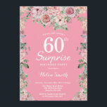 Invitation Floral Pink Peonies Surprise 60e anniversaire<br><div class="desc">Floral Pink Peonies Surprise 60e anniversaire Invitation pour les femmes. Fleur florale aquarelle. Elégante Rose rose et Fleurs de pivoine. Anniversaire adulte. Arrière - plan rose. 13ème 15ème 16ème 18ème 20ème 21ème 30ème 40ème 50ème 60ème 70ème 80ème 90ème 100ème, tout âge. Pour plus de personnalisation, cliquez sur le bouton "Customiser"...</div>