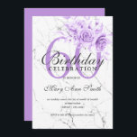 Invitation Floral pourpre 60e Anniversaire Marbre de fête<br><div class="desc">Elégante 60ème anniversaire fête violet Floral Marbre modèle invitation. Doté d'un arrangement floral moderne.</div>