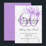 Invitation Floral pourpre 60e Anniversaire Marbre de fête<br><div class="desc">Elégante 60ème anniversaire fête violet Floral Marbre modèle invitation. Doté d'un arrangement floral moderne.</div>