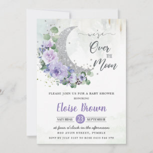 Invitation Floral pourpre Nous sommes au-dessus du Baby showe