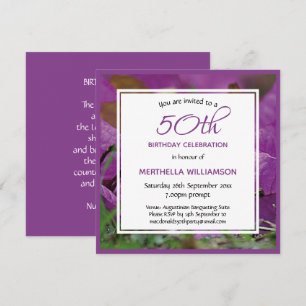 Invitation Floral pourpre Personnalisé 50e anniversaire Carré