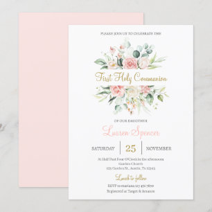 Invitation Floral Première Sainte Communion pour fille