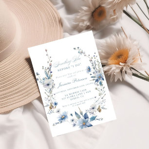 Invitation Floral Quelque chose de bleu avant de faire Fête d