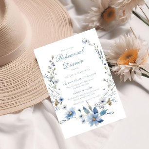 Invitation Floral Quelque chose de bleu avant de faire le dîn