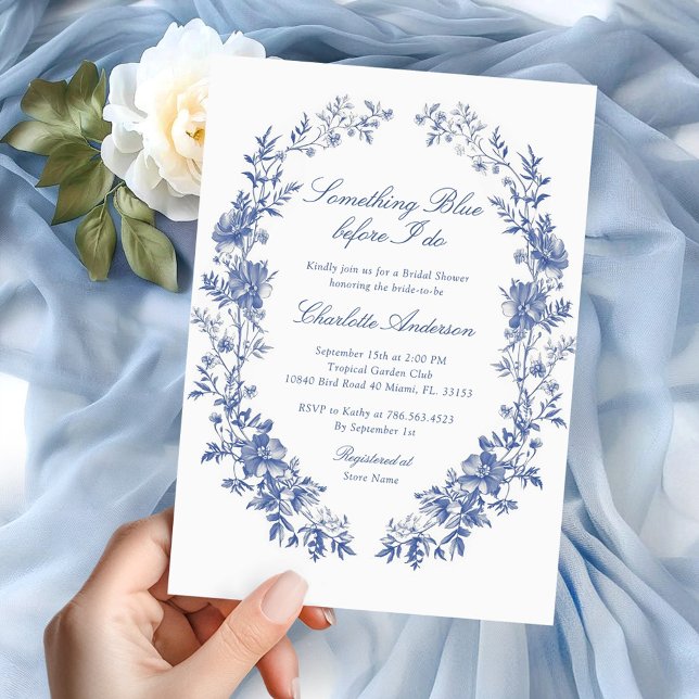 Invitation Floral Quelque chose de bleu Fête des mariées (Créateur téléchargé)