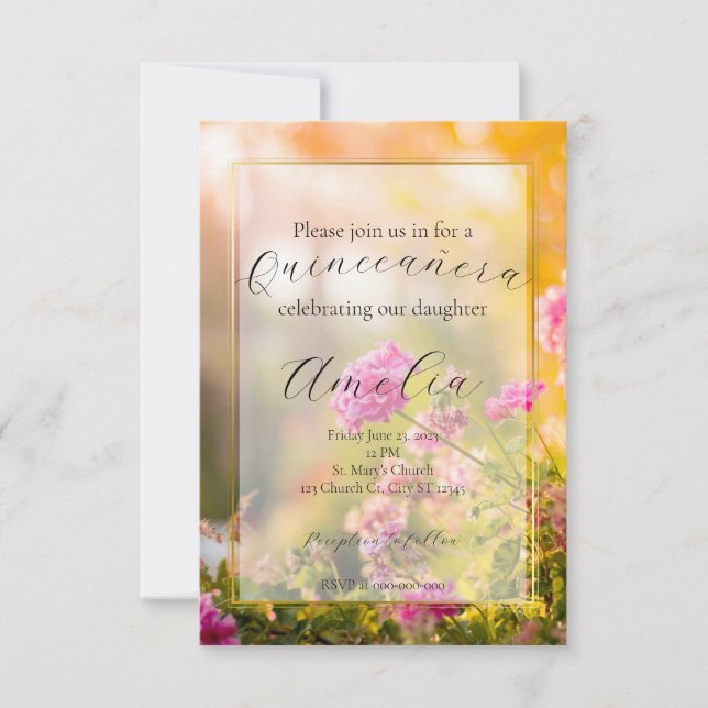 Invitation Floral Quinceañera/Mariage/Invitation d'anniversai (Devant)